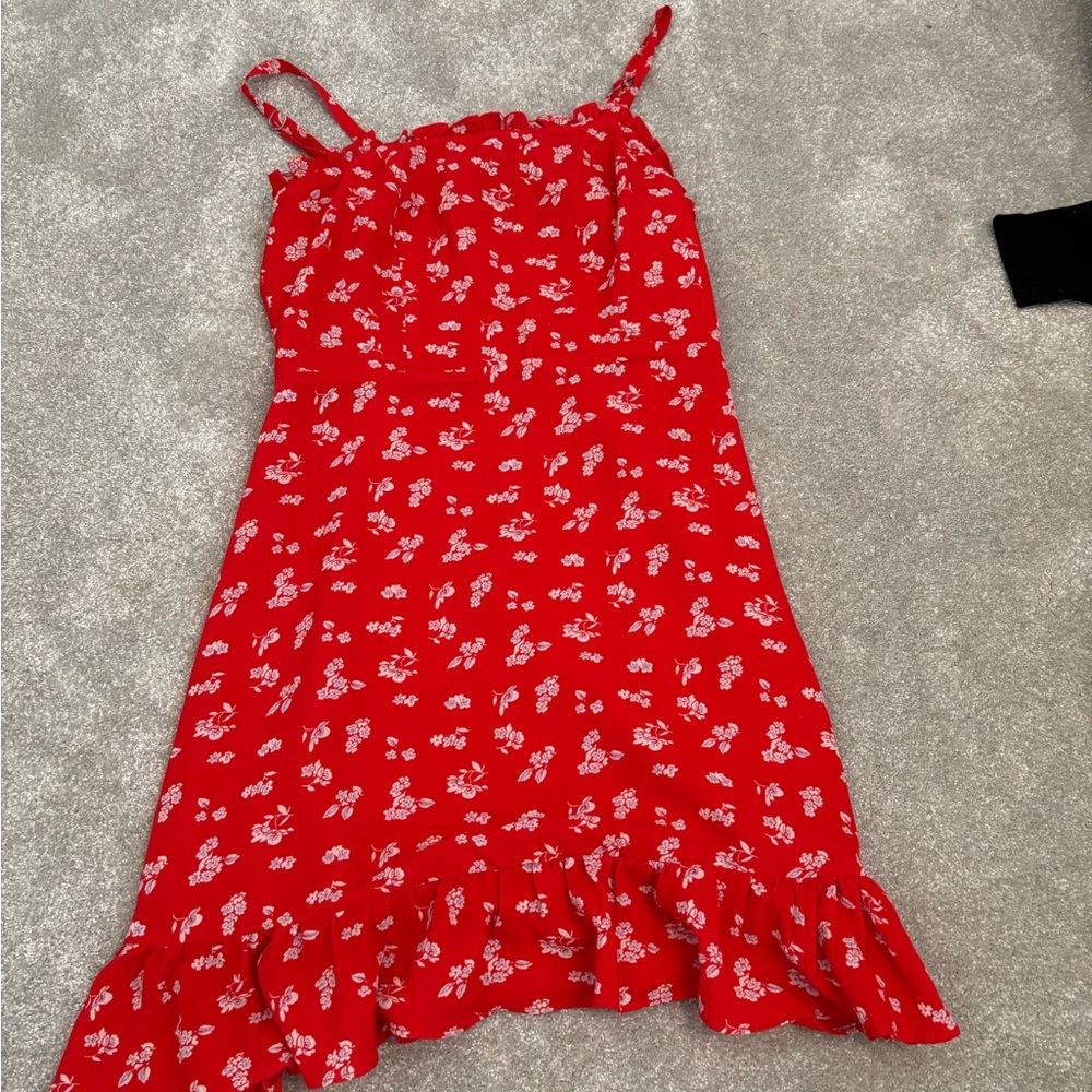 Aqua Red Floral Dress